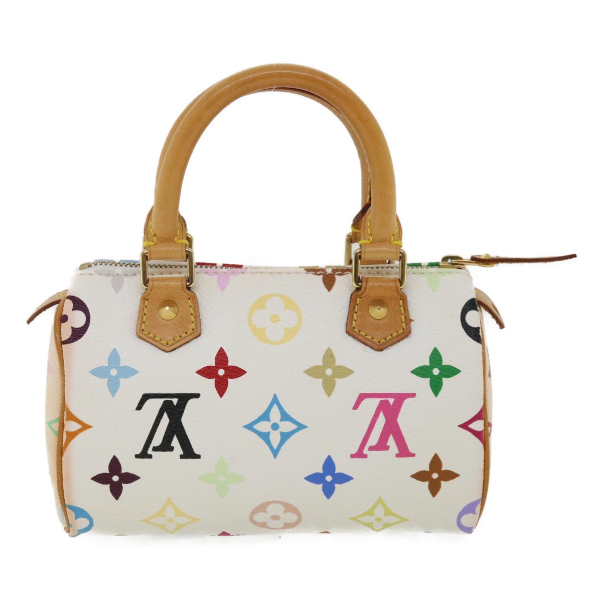 LOUIS VUITTON Monogram Multicolor Mini Speedy Hand Bag White M92645 Auth am915g