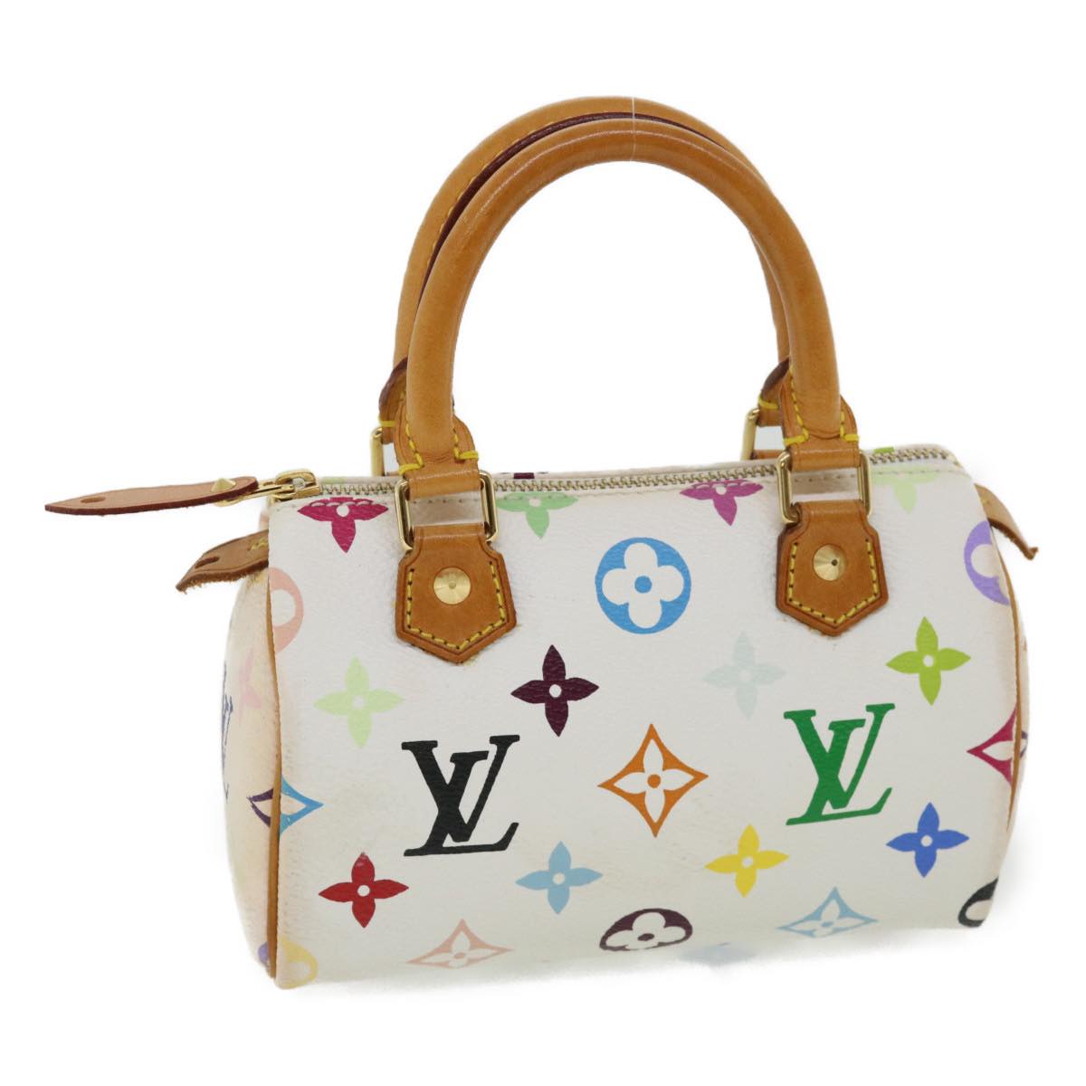 LOUIS VUITTON Monogram Multicolor Mini Speedy Hand Bag White M92645 Auth am907g