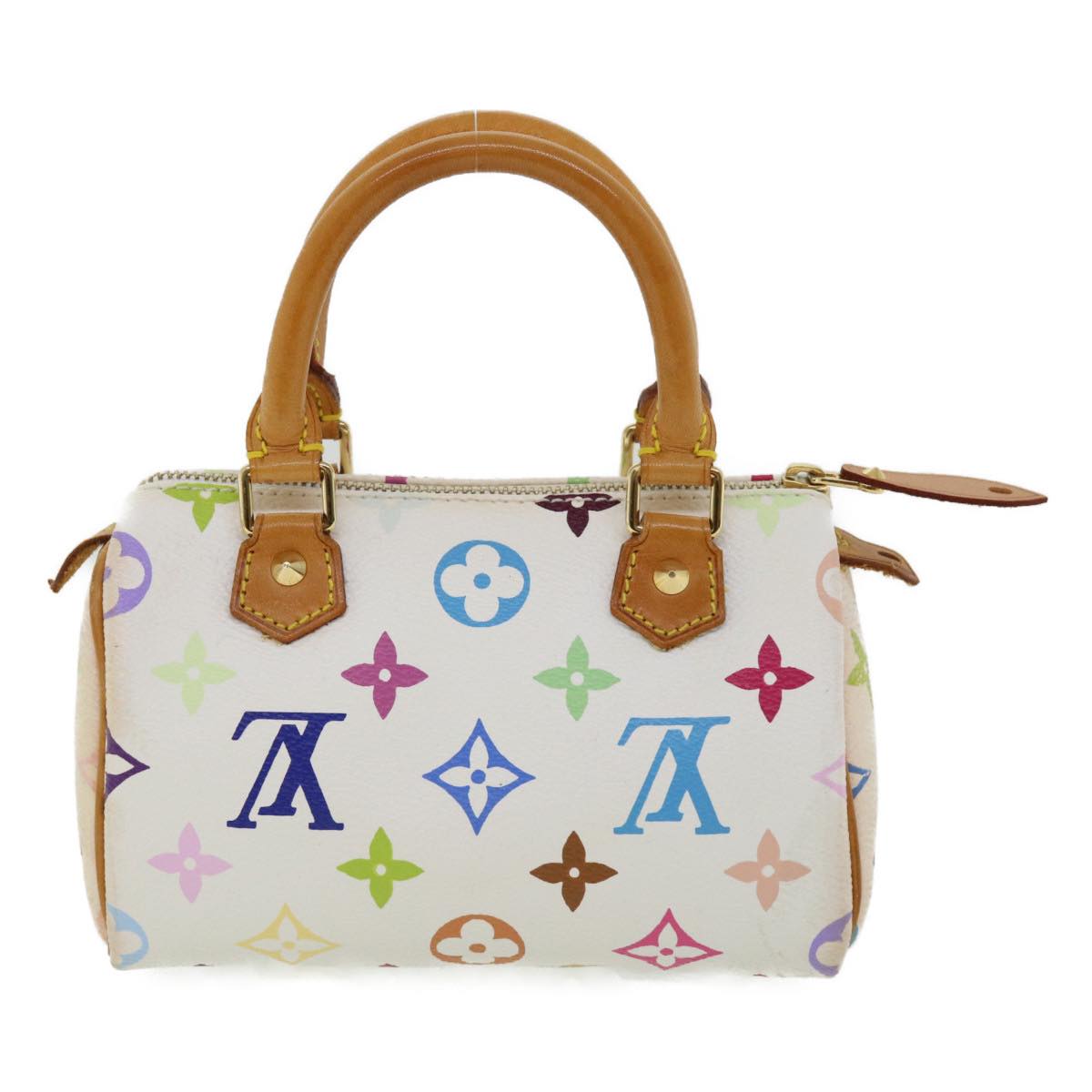 LOUIS VUITTON Monogram Multicolor Mini Speedy Hand Bag White M92645 Auth am907g