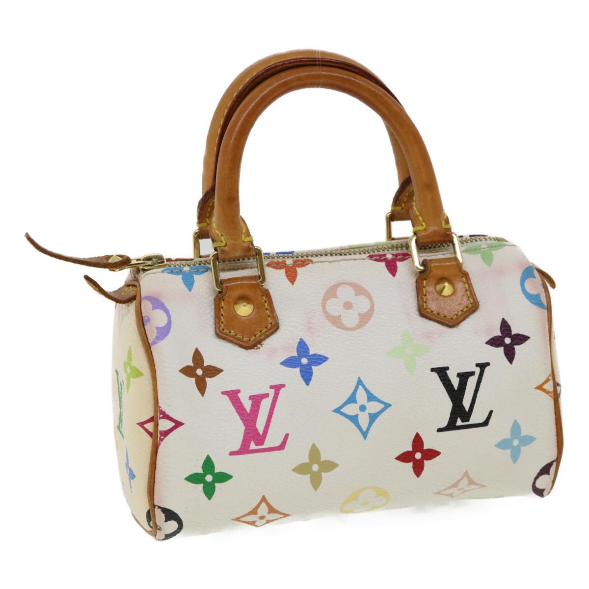 LOUIS VUITTON Monogram Multicolor Mini Speedy Hand Bag White M92645 Auth tp132