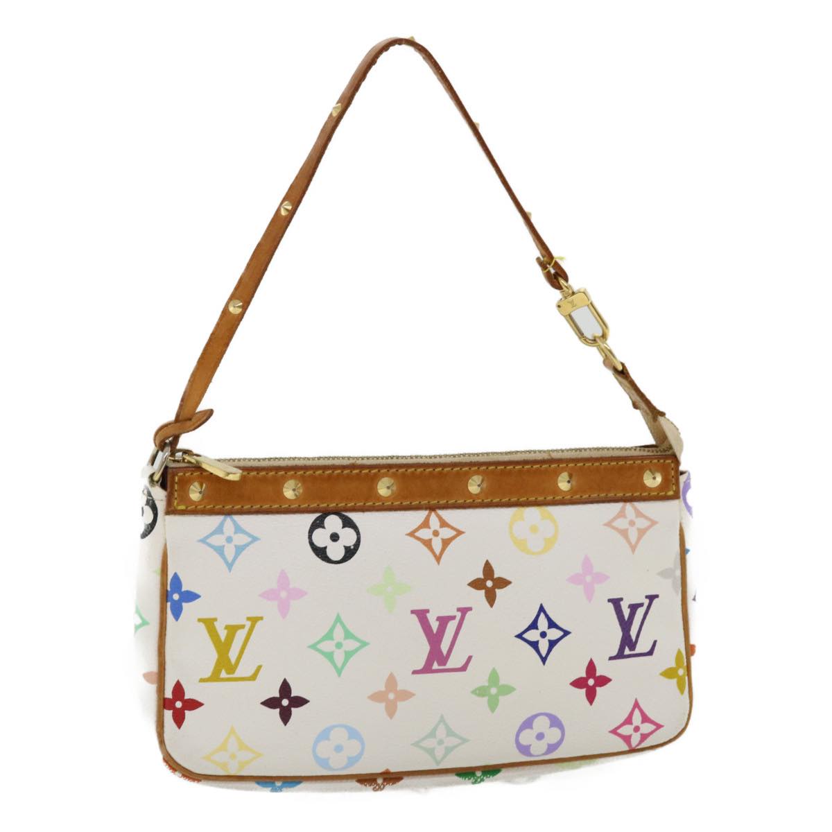 LOUIS VUITTON Multicolor Pochette Accessoires Pouch White M92649 LV Auth am219g