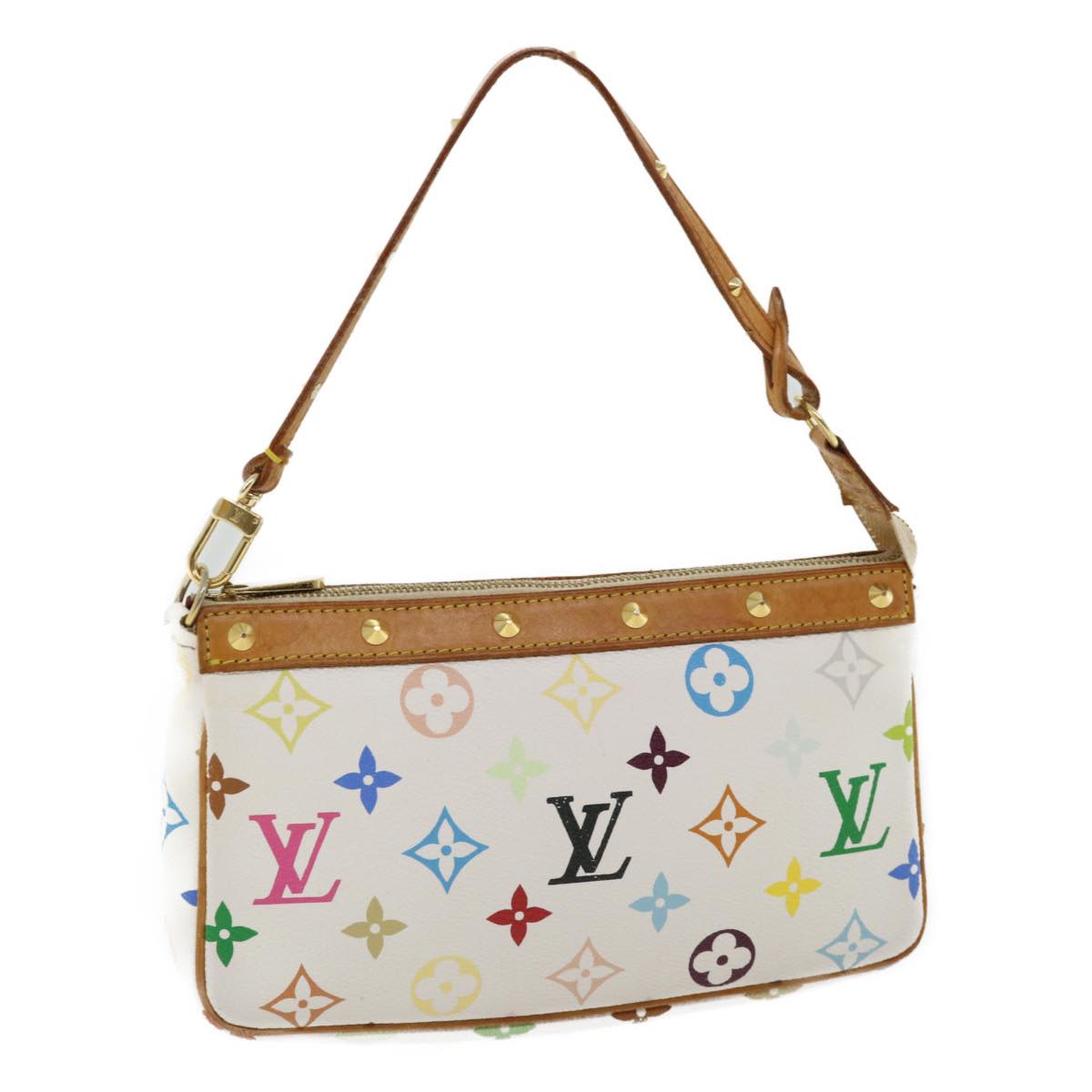 LOUIS VUITTON Multicolor Pochette Accessoires Pouch White M92649 LV Auth am1214g