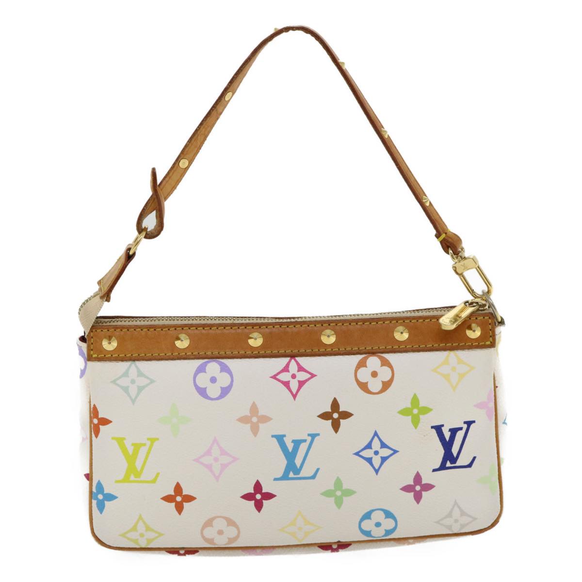 LOUIS VUITTON Multicolor Pochette Accessoires Pouch White M92649 LV Auth am1214g