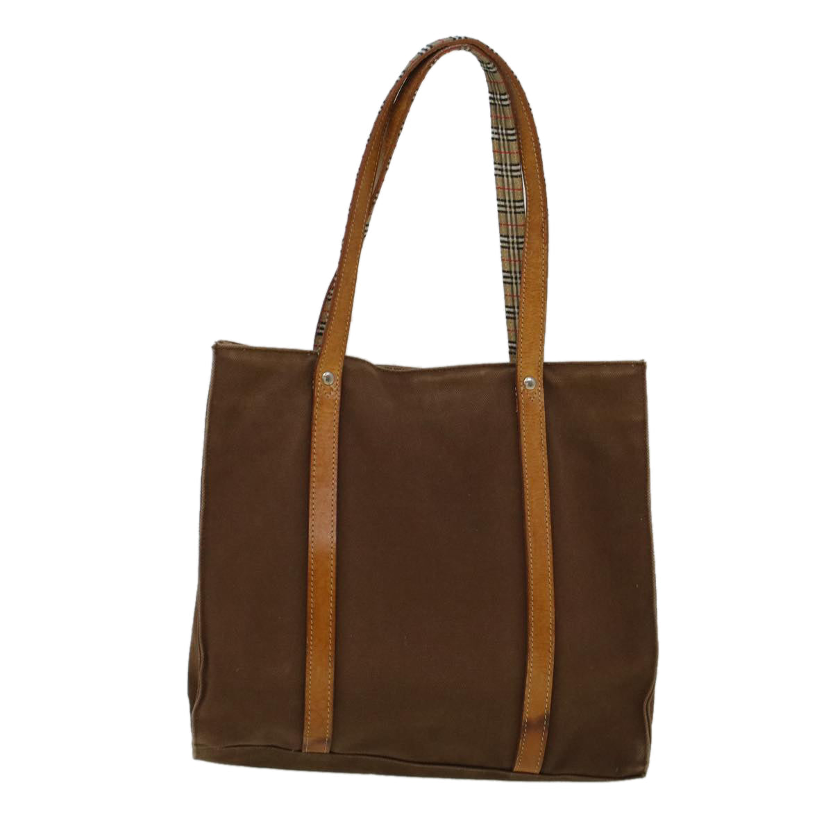 BURBERRYSs Blue Label Tote Bag Canvas Leather Brown Auth ti1321