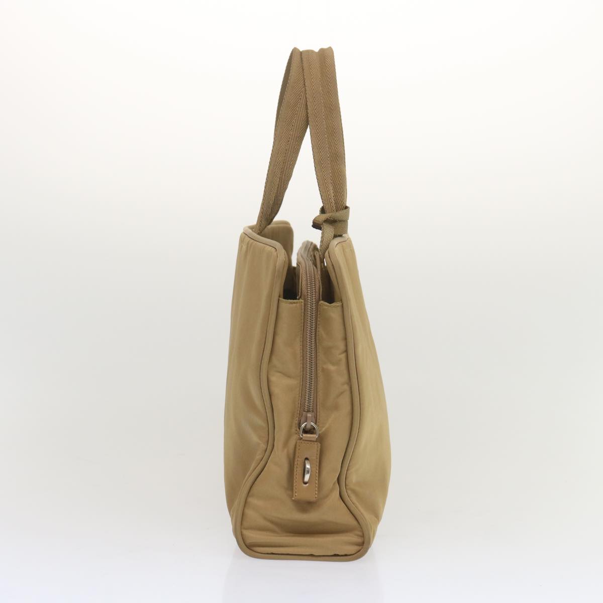 PRADA Hand Bag Nylon Beige Auth ti1597