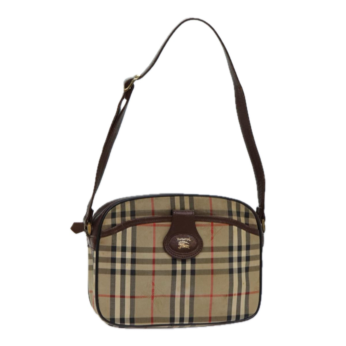 BurberrySs Nova Check Blue Label Hand Bag Canvas Black Auth ti1774