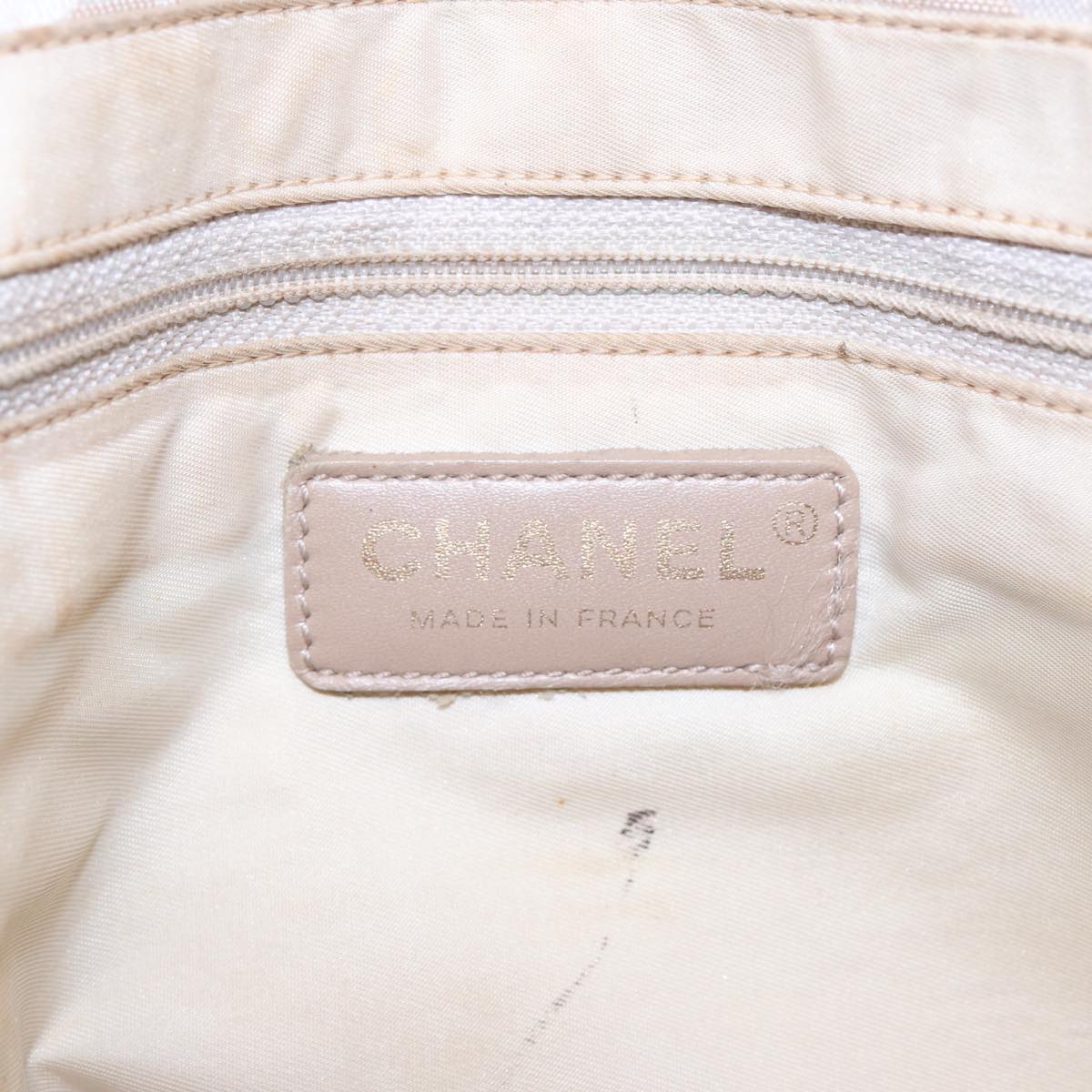 Top Quality Chanel New Travel Line Tote Bag Nylon Beige Gold CC Auth ti1912