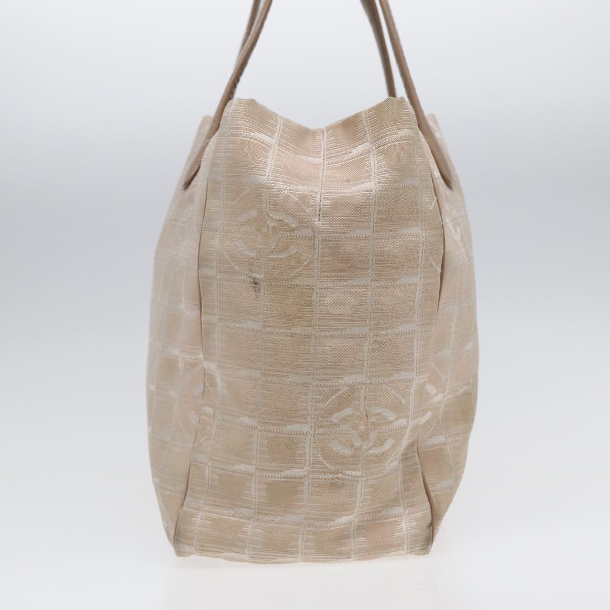Top Quality Chanel New Travel Line Tote Bag Nylon Beige Gold CC Auth ti1912