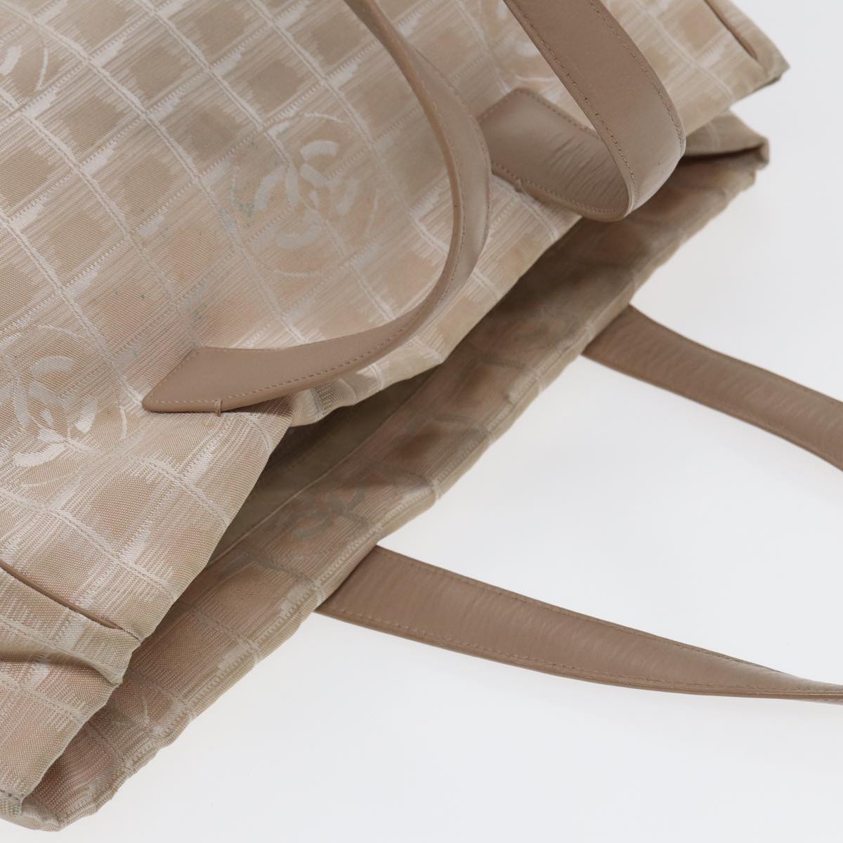 Top Quality Chanel New Travel Line Tote Bag Nylon Beige Gold CC Auth ti1912