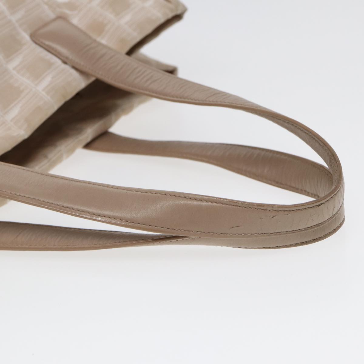 Top Quality Chanel New Travel Line Tote Bag Nylon Beige Gold CC Auth ti1912