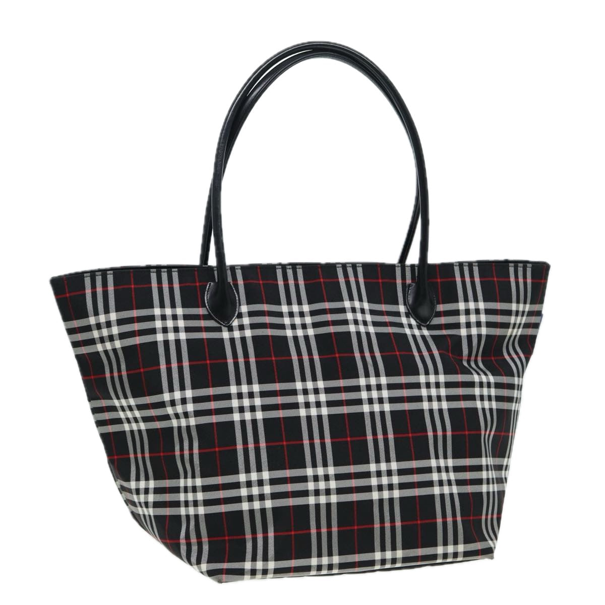BurberrySs Blue Label Tote Bag Nylon Black Silver Auth ti1960