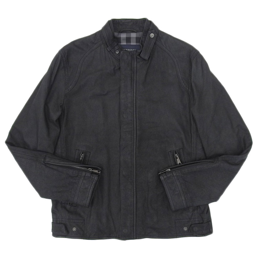 Burberry Leather Jacket Black Check