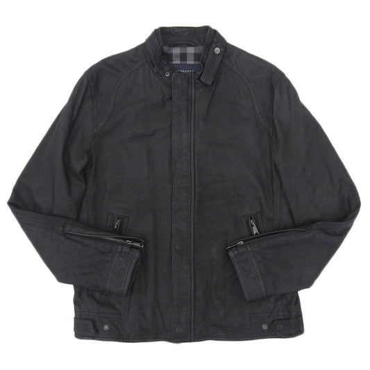 Burberry Leather Jacket Black Check