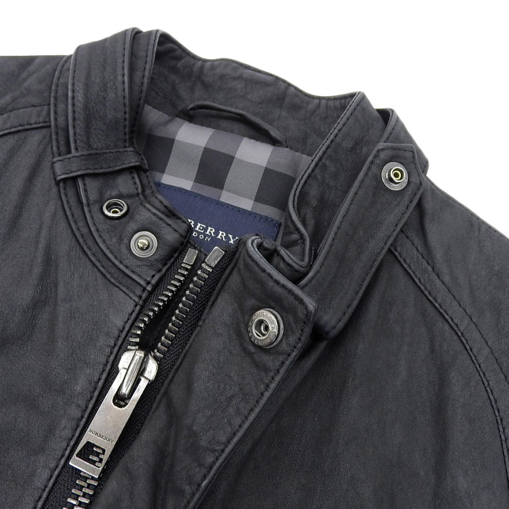 Burberry Leather Jacket Black Check