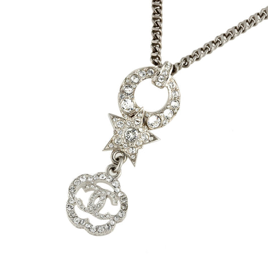 Chanel Camellia Star Coco Mark Rhinestone Pearl Necklace 40cm-58cm