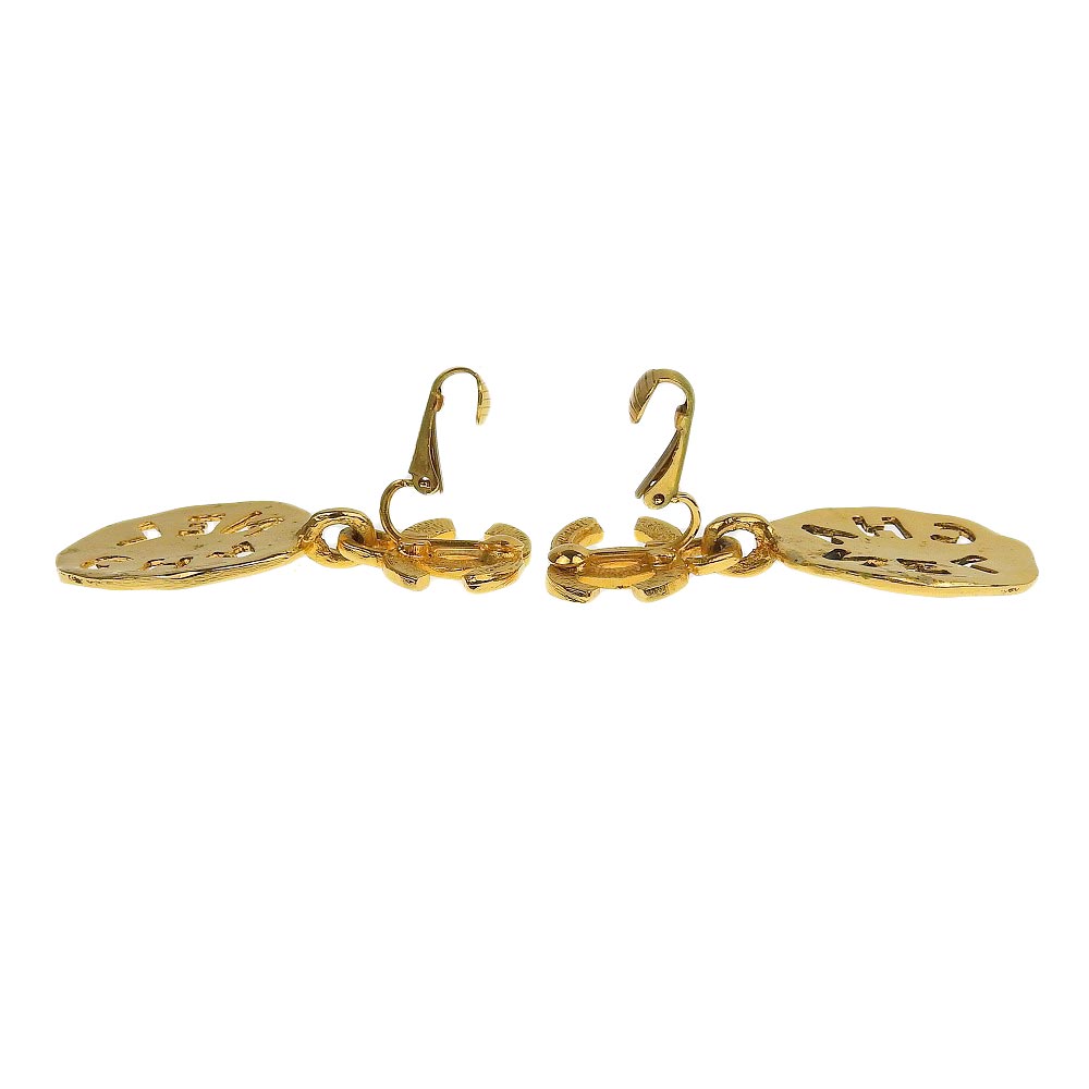 Chanel Vintage Gold Logo Earrings with Box