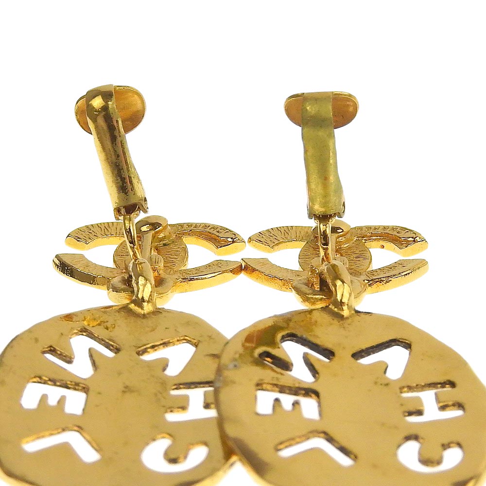 Chanel Vintage Gold Logo Earrings with Box