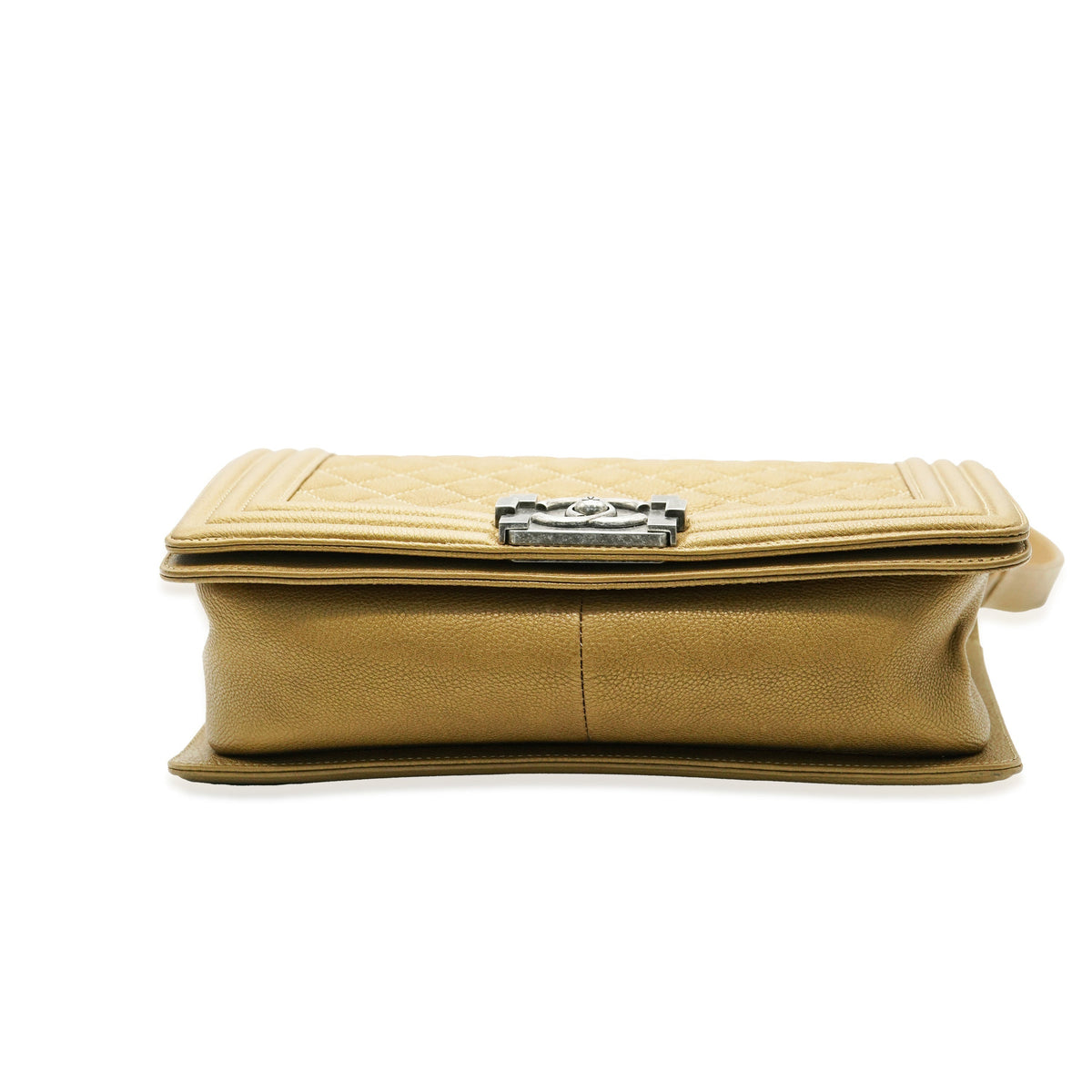 Top Quality Chanel Dark Gold Quilted Caviar Old Medium Boy Bag