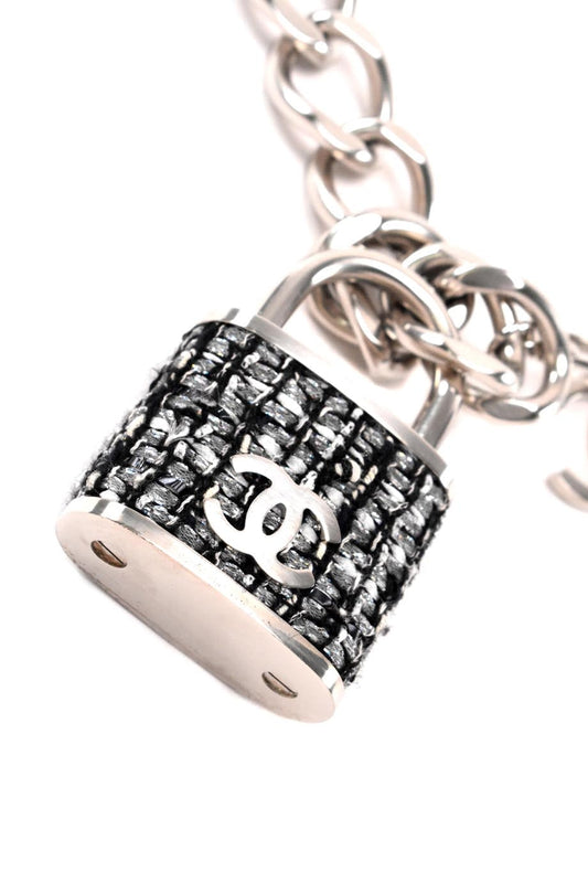CHANEL 2014 Tweed CC Oversized Padlock 'Supermarket' necklace / belt