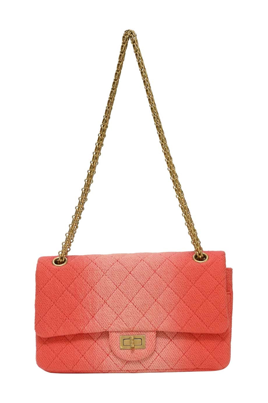 Top Quality Chanel Coral ombre cotton denim 2.55 reissue 225 double New bag with aged gold-tone hardware