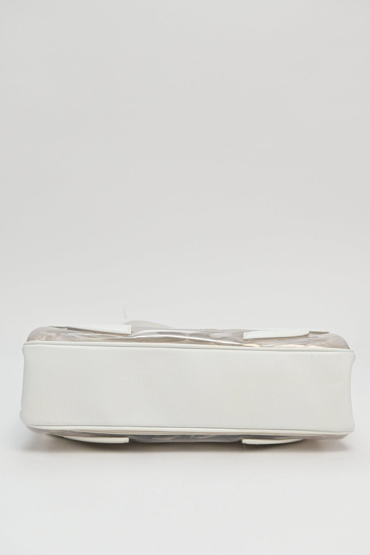 CHANEL White leather and clear PVC Triple CC tote