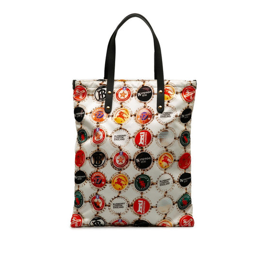 Burberry Bottle Cap Logo Nylon Leather Handbag