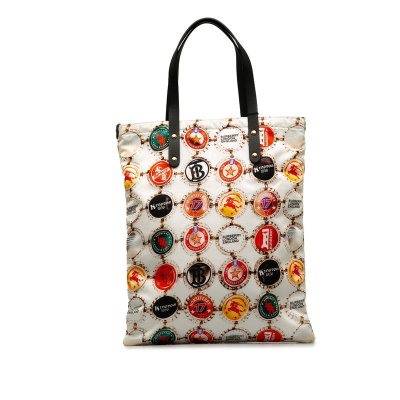 Burberry Bottle Cap Logo Nylon Leather Handbag