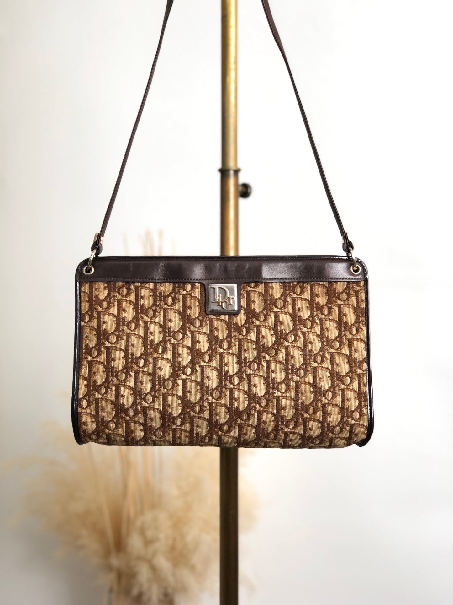 Christian Dior Trotter Logo Shoulder bag Brown Vintage xie5fc