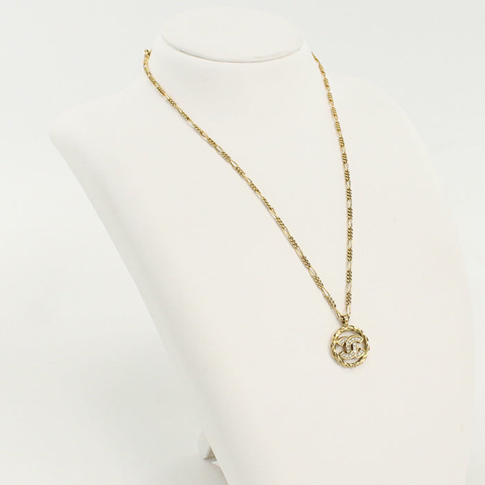 CHANEL CH74386 Necklace COCO Mark Circle Logo Necklace metal,Rhinestone gold Women