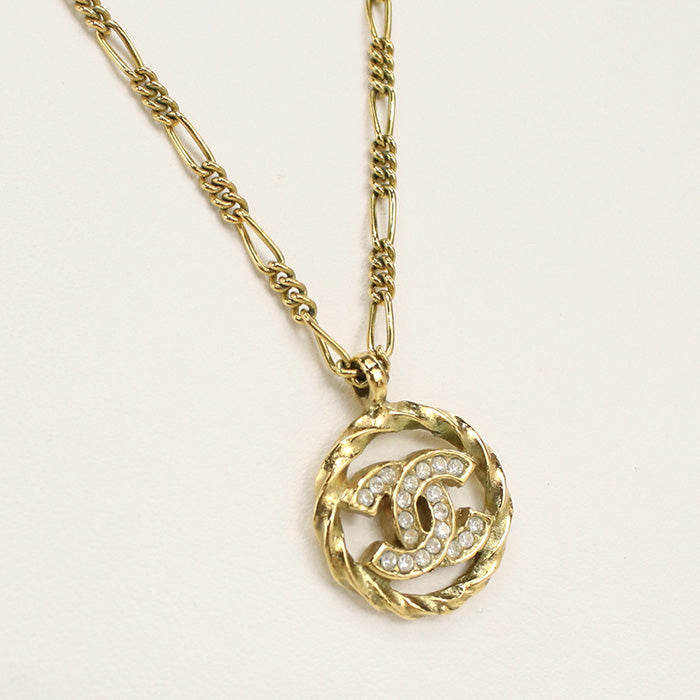 CHANEL CH74386 Necklace COCO Mark Circle Logo Necklace metal,Rhinestone gold Women