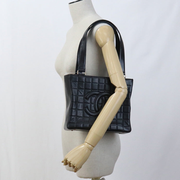 CHANEL 7301529 Tote Bag Chocolate bar COCO Mark Shoulder Bag lambskin black Women