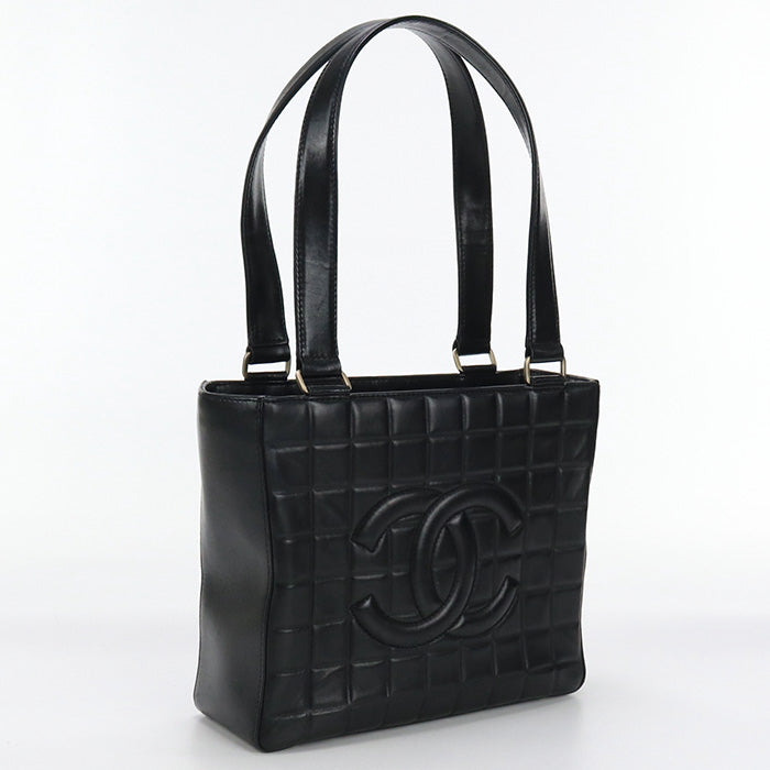 CHANEL 7301529 Tote Bag Chocolate bar COCO Mark Shoulder Bag lambskin black Women