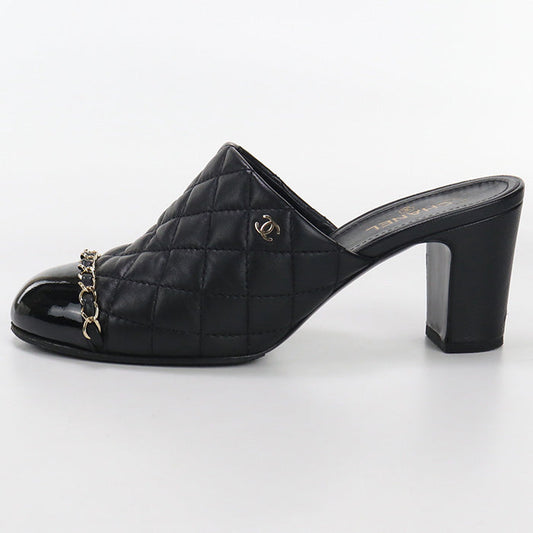 CHANEL G32682 Sandals Matrasse Chain Mule leather black Women