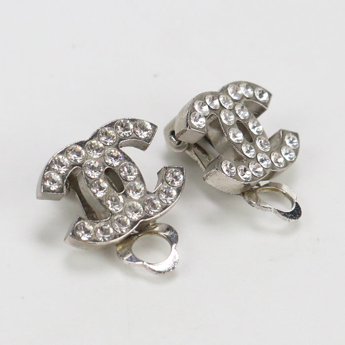 CHANEL Earring COCO Mark rhinestone jewelry metal,Rhinestone Silver Women