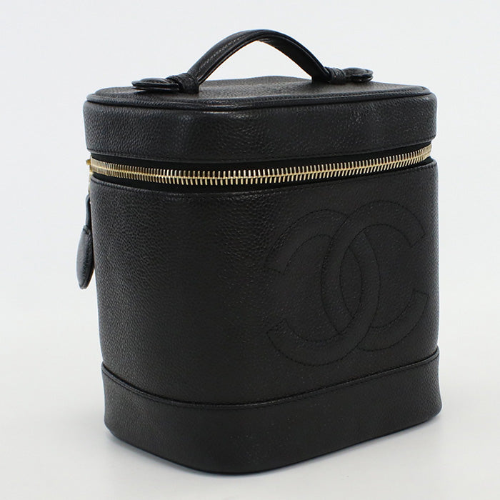 CHANEL A01998 Handbag Vintage COCO Mark cosmetic pouch Mini Bag Vanity Bag Caviar skin black Women