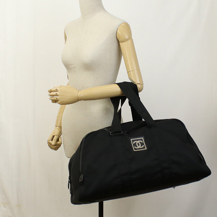 CHANEL A19976 Boston bag Sports line Travel bag Nylon black unisex