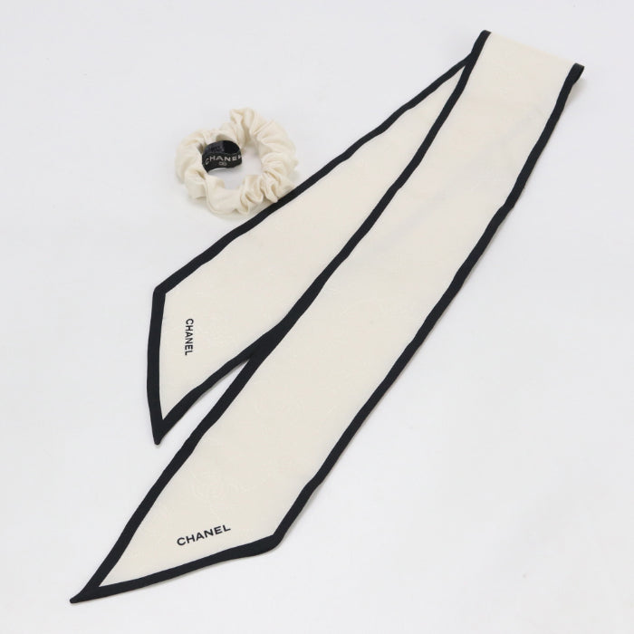 CHANEL CH81047 Shush Scarf and scrunchie set silk white Women