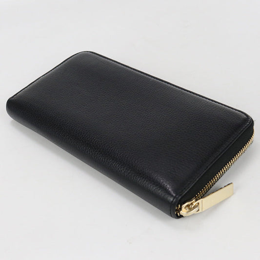 CHANEL Long zip wallet PurseZip Around leather  black Women