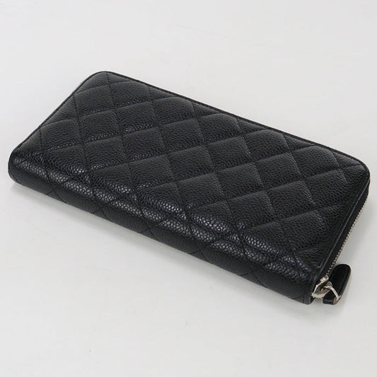 CHANEL A50097 Long Wallet Matrasse Zipper Wallet Caviar skin black Women