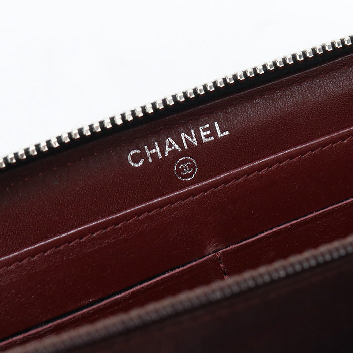 CHANEL A50097 Long Wallet Matrasse Zipper Wallet Caviar skin black Women