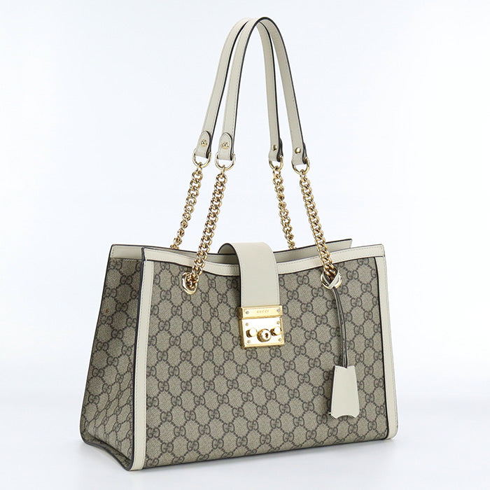 GUCCI 479197 GG Medium tote bag Padlock Shoulder PVC beige Women