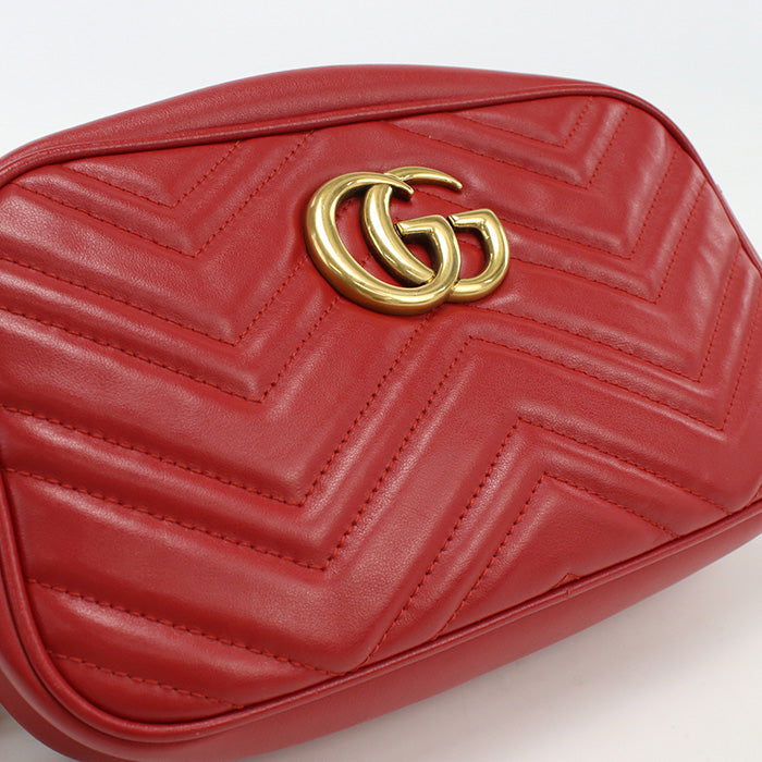 GUCCI 447632 Small Shoulder Bag GG Marmont Diagonal leather red Women