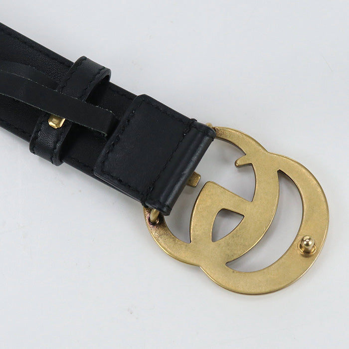 GUCCI 414516 AP00T 1000 Slim belt double belt leather Black Women