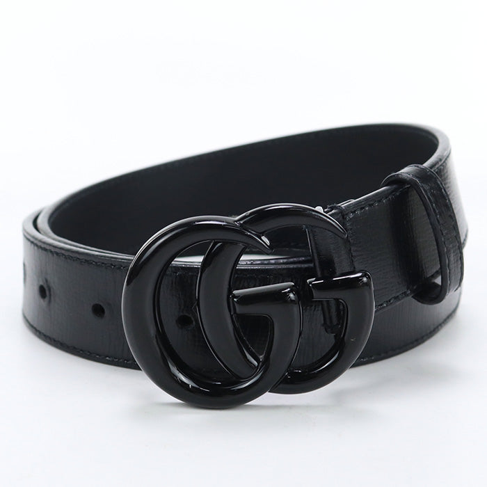 GUCCI 414516 18YXV 1000 Slim belt GG Marmont belt leather Black unisex