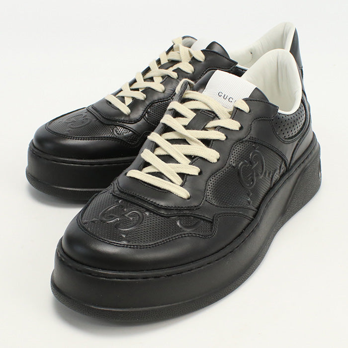 GUCCI 669582 Men's sneakers GG emboss Shose leather black mens