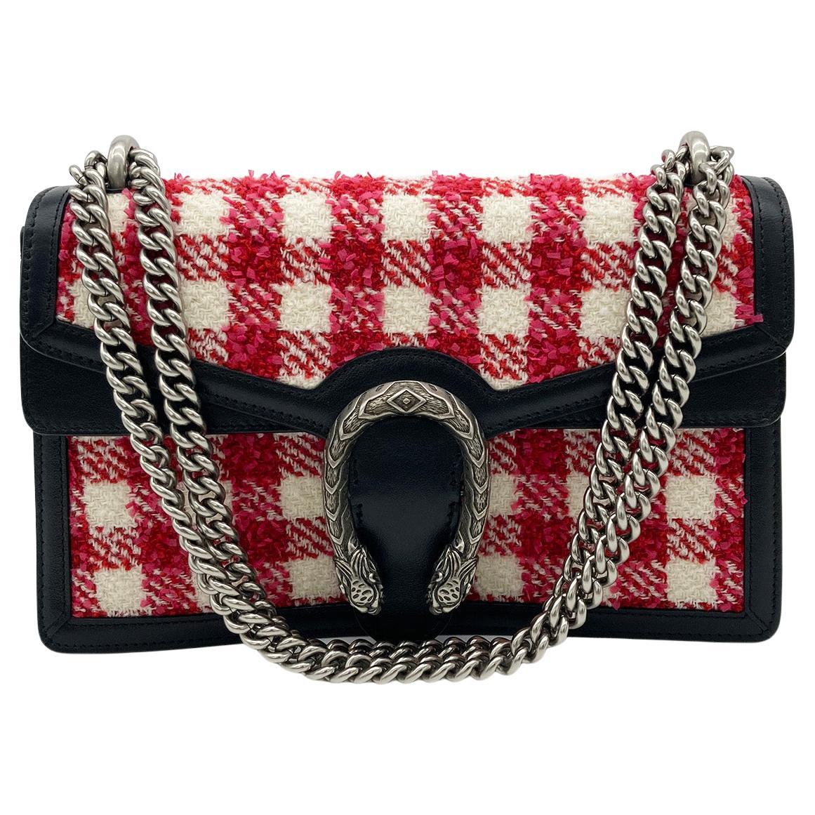 CHRISTIAN DIOR Vichy Wool Tweed Small Dionysus Shoulder Bag