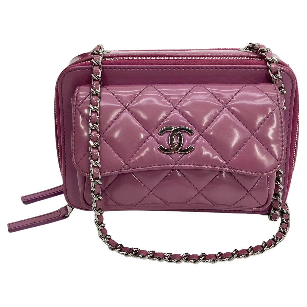 CHANEL Purple Patent Pocket Box Camera Case