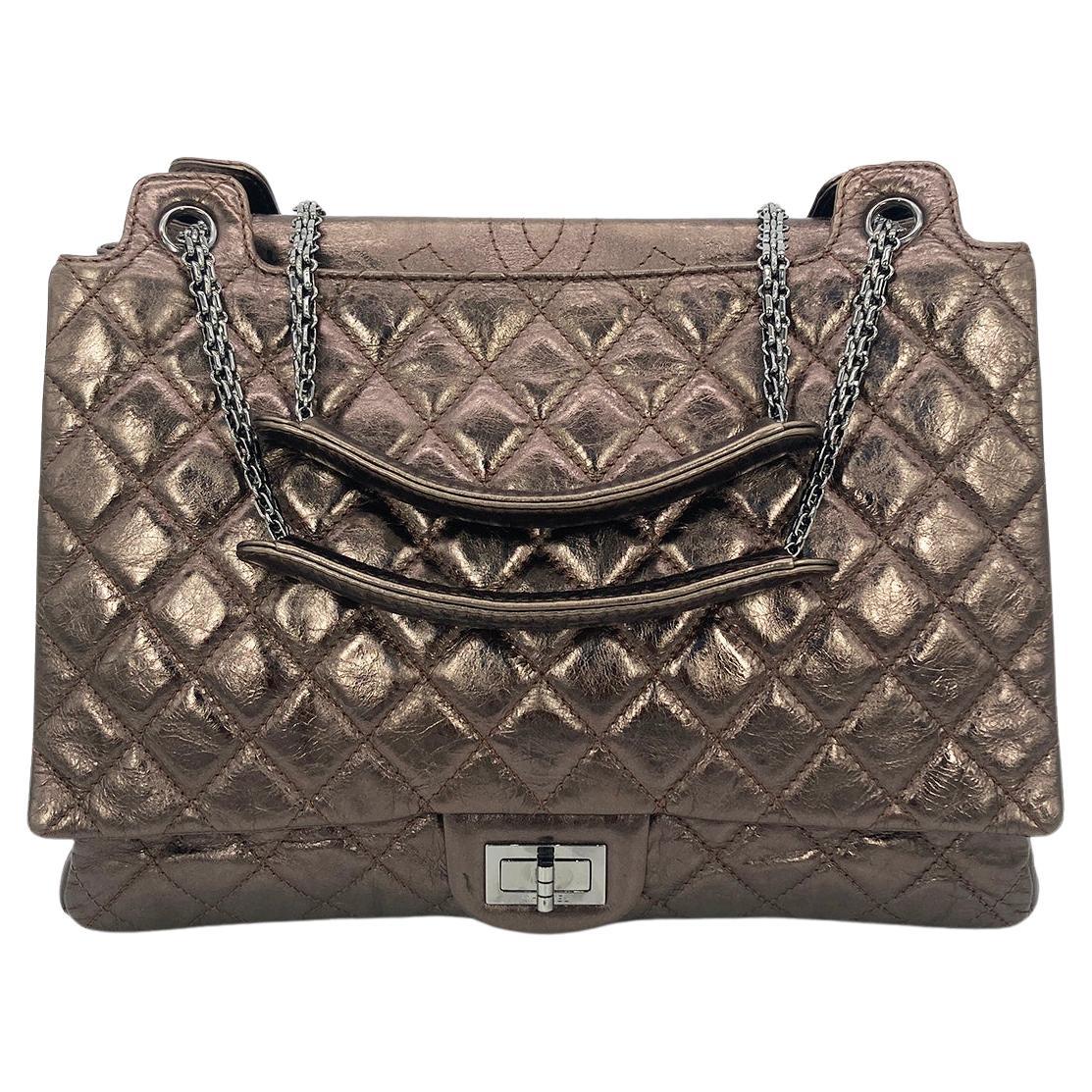 Top Quality Chanel Metallic Bronze Quilted Leather Classic New Shopping Tote