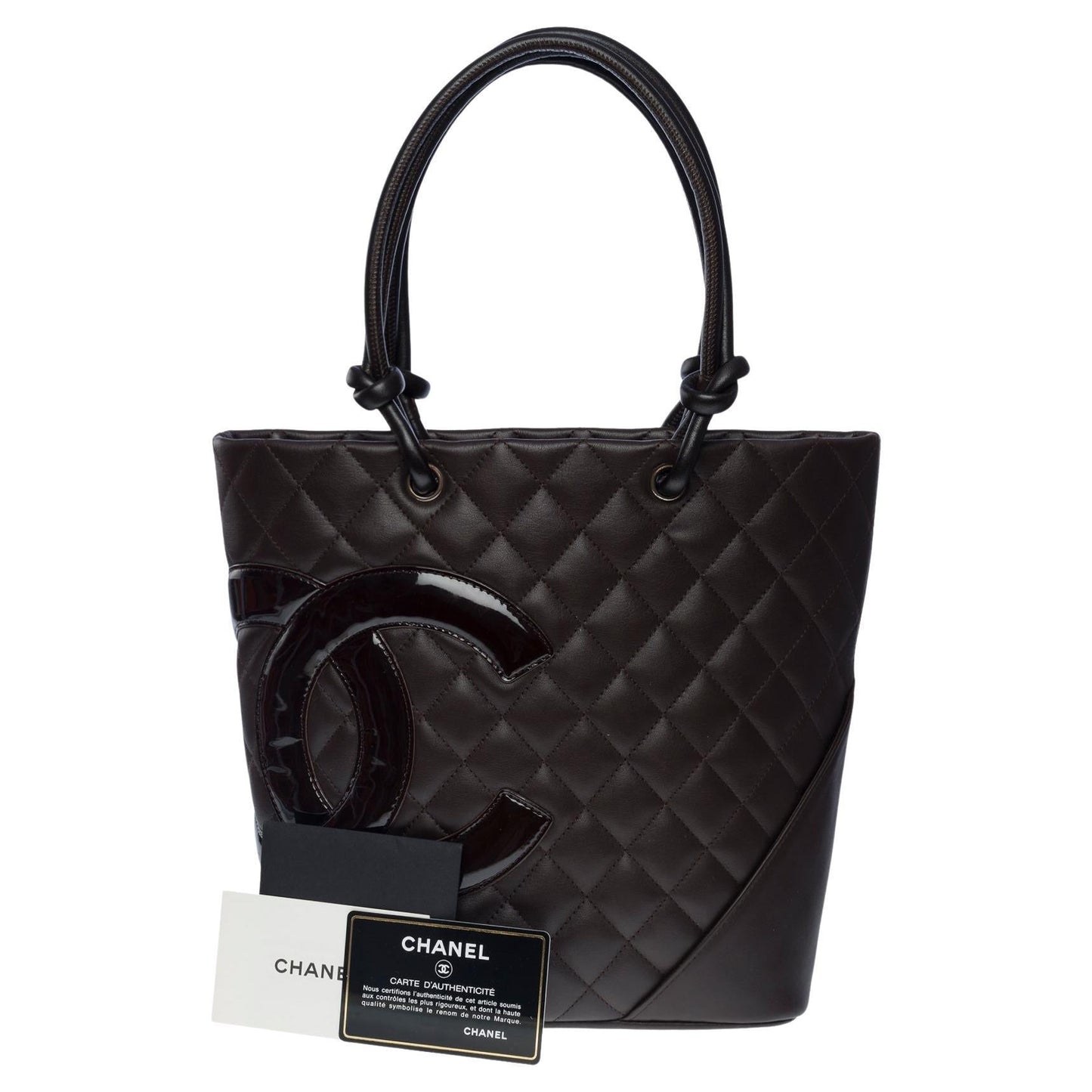 Top Quality Chanel Gorgeous Cambon Tote bag in brown quilted lambskin leather, SHW