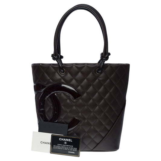 Top Quality Chanel Gorgeous Cambon Tote bag in brown quilted lambskin leather, SHW